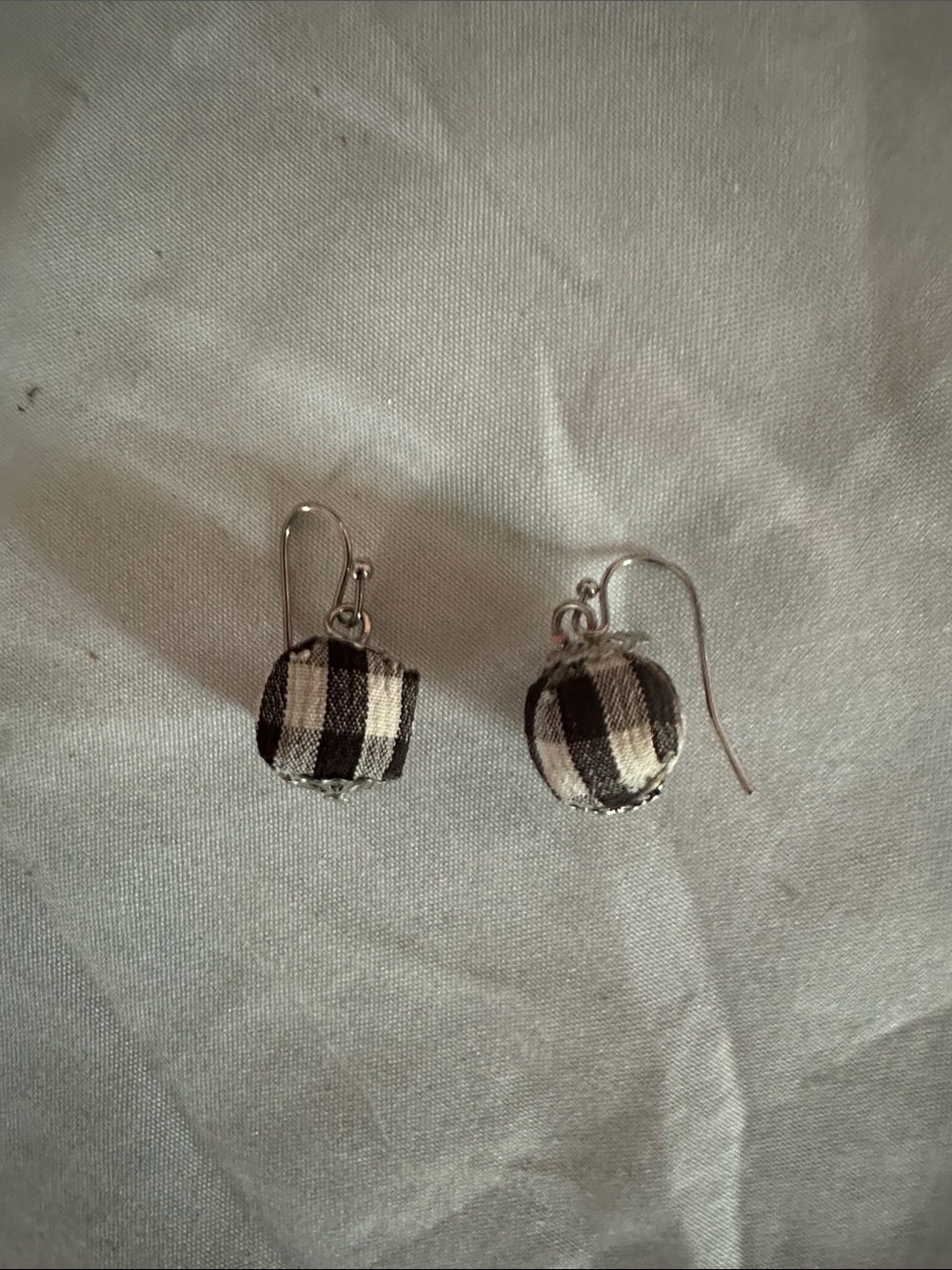 Black & White Plaid Drop Earrings - Unbranded